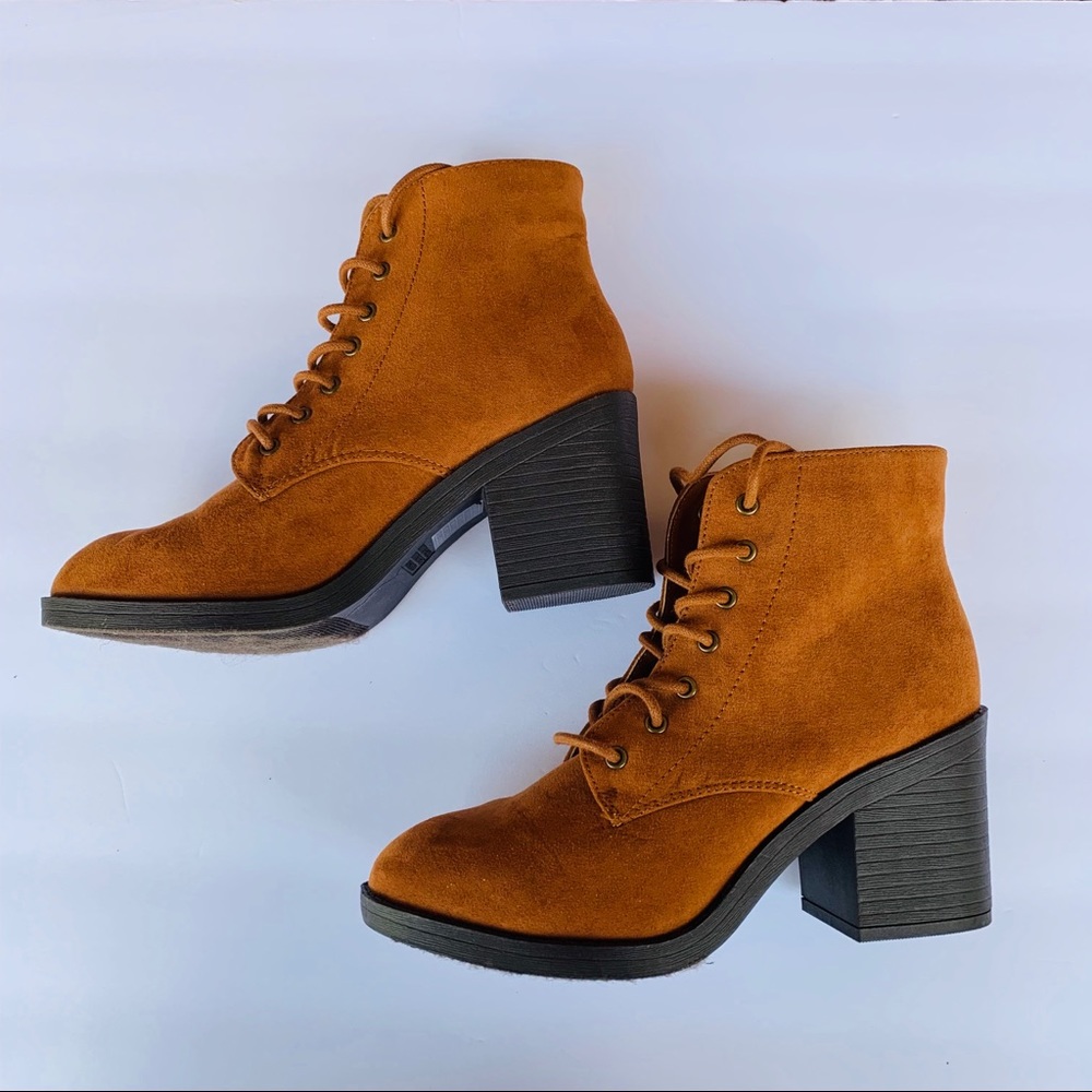 Forever 21 Faux Suede Lace-up Ankle booties